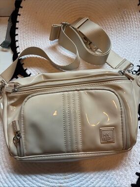 HKW Cream Patent Crossbody Bag with Adjustable Strap